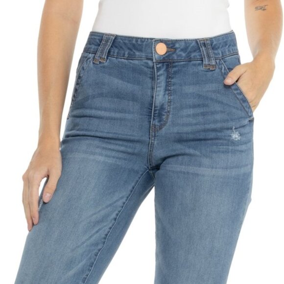 NEW Democracy AbTechnology Trouser Bootleg Jeans - High rise Blue 1125 3s7 - Picture 3 of 5